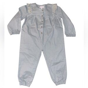 Charming Kids Gray Romper with Ruffle Accents